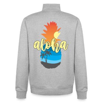 Aloha Sunset Pineapple – Hawaii Beach Vibes - Unisex Organic Zip Sweatshirt by Stanley/Stella - heather grey - Back - AI Model Male 185 light (185cm)