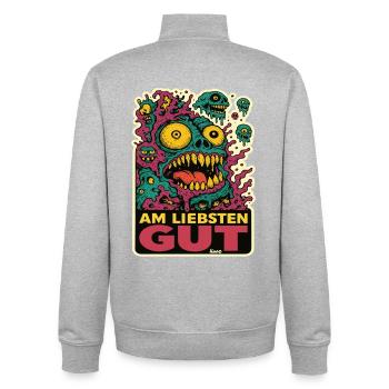Monster Gesicht Am Liebsten Gut - Unisex Organic Zip Sweatshirt von Stanley/Stella - Grau meliert - Hinten - AI Model Male 185 light (185cm)