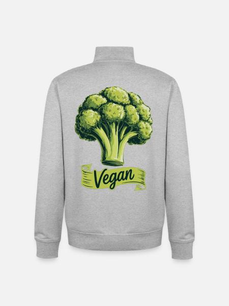 Vegan T-Shirt Broccoli Vegan Lifestyle Nutrition - Unisex Organic Zip Sweatshirt by Stanley/Stella - heather grey