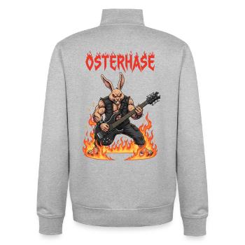 Heavy Metal Osterhase Rocker Ostern Hardcore Hase - Unisex Organic Zip Sweatshirt von Stanley/Stella - Grau meliert - Hinten - AI Model Male 185 light (185cm)