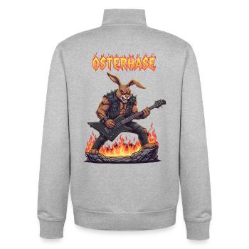 Heavy Metal Osterhase Rocker Ostern Hardcore Hase - Unisex Organic Zip Sweatshirt von Stanley/Stella - Grau meliert - Hinten - AI Model Male 185 light (185cm)