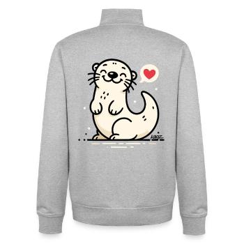 Charme du Sceau Illuminé au Cœur - Sweat zippé unisexe en coton bio Stanley/Stella - gris chiné - Dos - AI Model Male 185 light (185cm)
