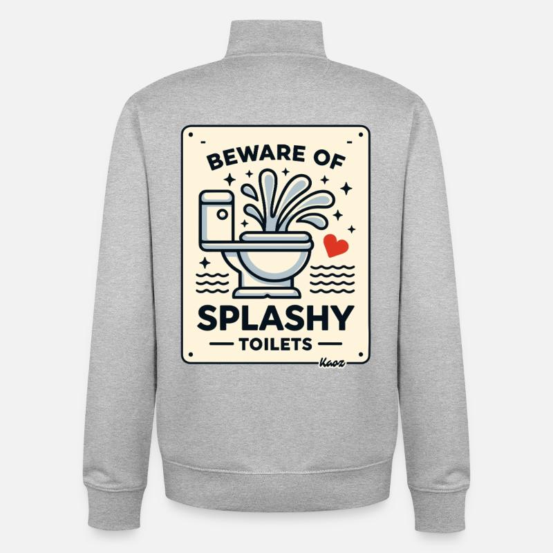 Vorsicht: Splashy Toilets-Schild - Unisex Organic Zip Sweatshirt von Stanley/Stella - Grau meliert