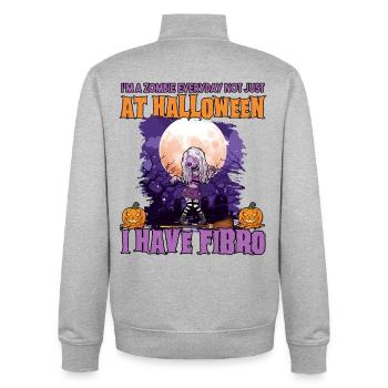 Fibromyalgia Awareness Zombie Everyday Have Fibro - Unisex Organic Zip Sweatshirt by Stanley/Stella - heather grey - Back - AI Model Male 185 light (185cm)