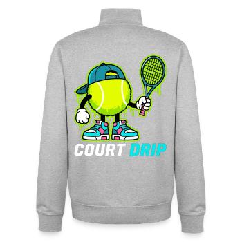 Court Tennis Cartoon - Unisex Organic Zip Sweatshirt by Stanley/Stella - heather grey - Back - AI Model Male 185 light (185cm)