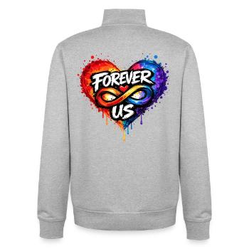 Pour toujours Nous, Amour Infini pour les Amoureux - Sweat zippé unisexe en coton bio Stanley/Stella - gris chiné - Dos - AI Model Male 185 light (185cm)