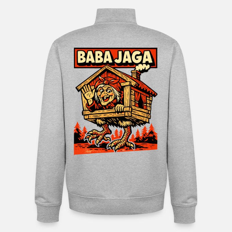 Baba Jaga, slawische Hexenlegende - Unisex Organic Zip Sweatshirt von Stanley/Stella - Grau meliert