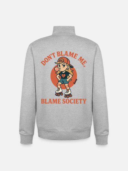 Ne blâme pas la société - Sweat zippé unisexe en coton bio Stanley/Stella - gris chiné