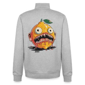 Nightmare Citrus Monster - Unisex Organic Zip Sweatshirt by Stanley/Stella - heather grey - Back - AI Model Male 185 light (185cm)