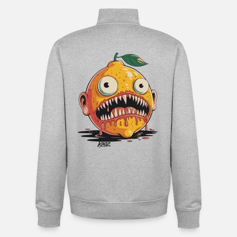 Monstre des Agrumes du Cauchemar - Sweat zippé unisexe en coton bio Stanley/Stella - gris chiné