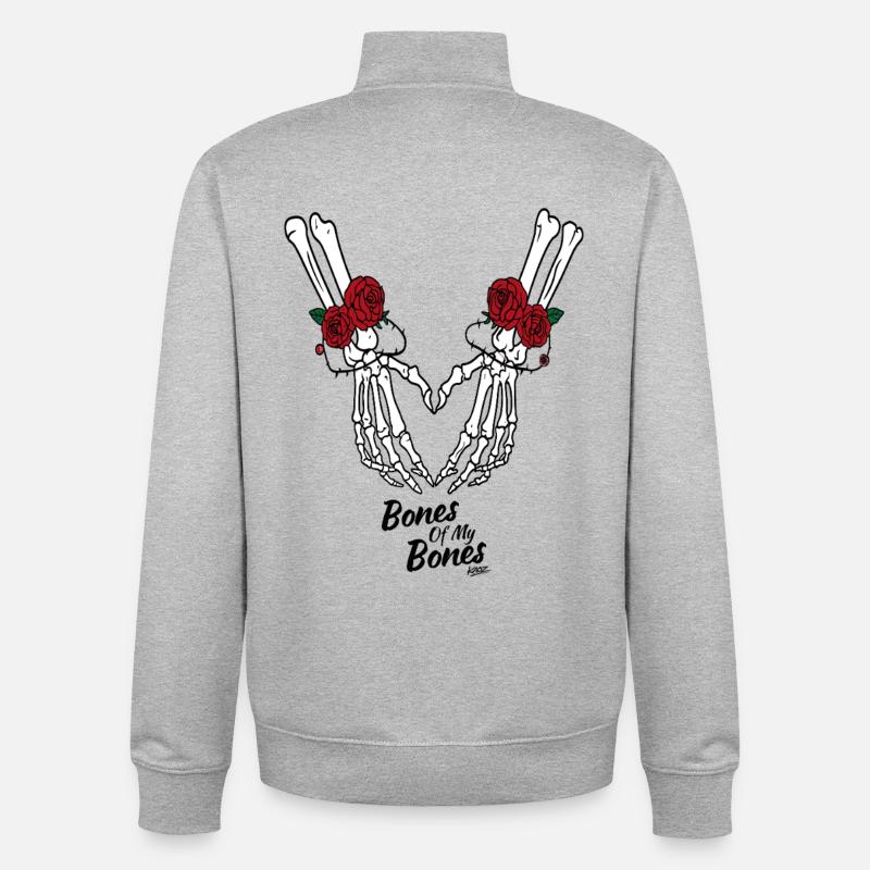 Skeleton Heart with Roses - Unisex Organic Zip Sweatshirt by Stanley/Stella - heather grey