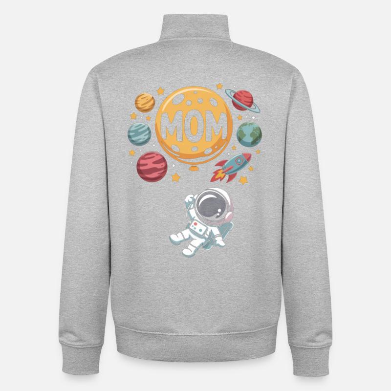 Moon Balloon MOM Aventure Spatiale - Sweat zippé unisexe en coton bio Stanley/Stella - gris chiné
