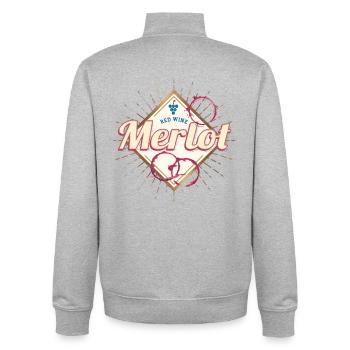 Merlot Rebe Vintage Weintrinker und Winzer Design - Unisex Organic Zip Sweatshirt von Stanley/Stella - Grau meliert - Hinten - AI Model Male 185 light (185cm)