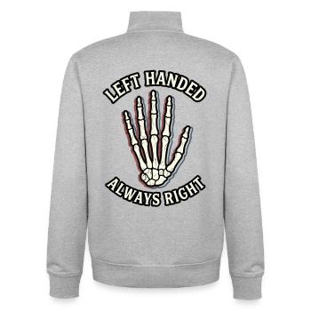 Left Handed Always Right Skelett Hand - Unisex Organic Zip Sweatshirt von Stanley/Stella - Grau meliert - Hinten - AI Model Male 185 light (185cm)