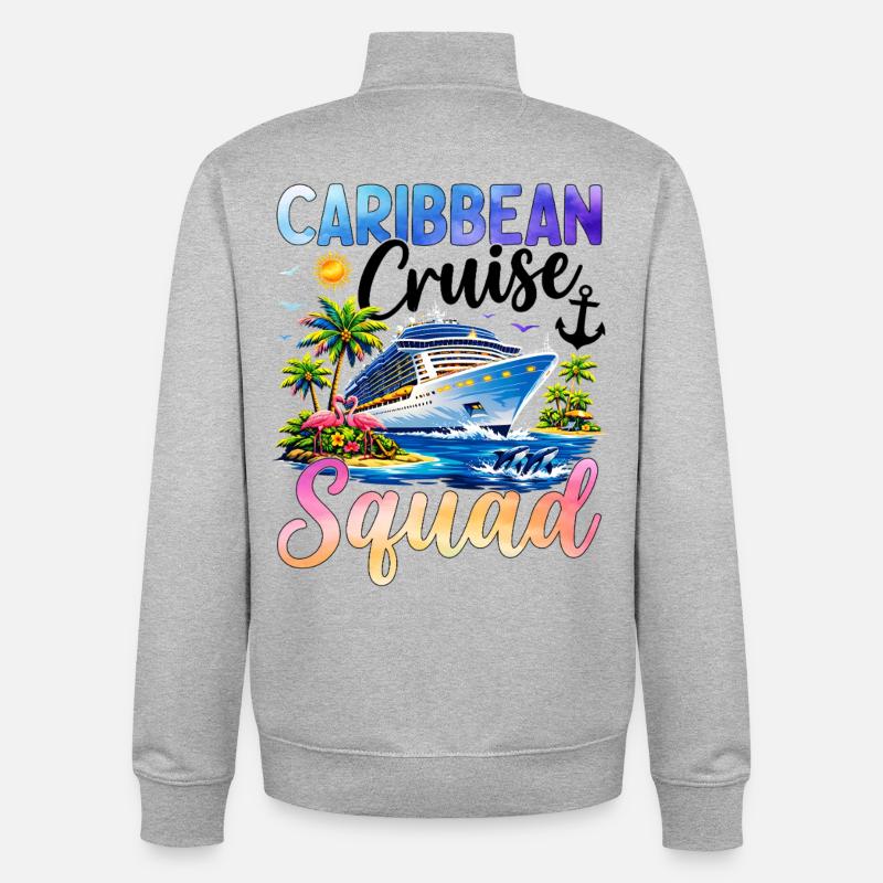Équipe de croisière dans les Caraïbes - Sweat zippé unisexe en coton bio Stanley/Stella - gris chiné