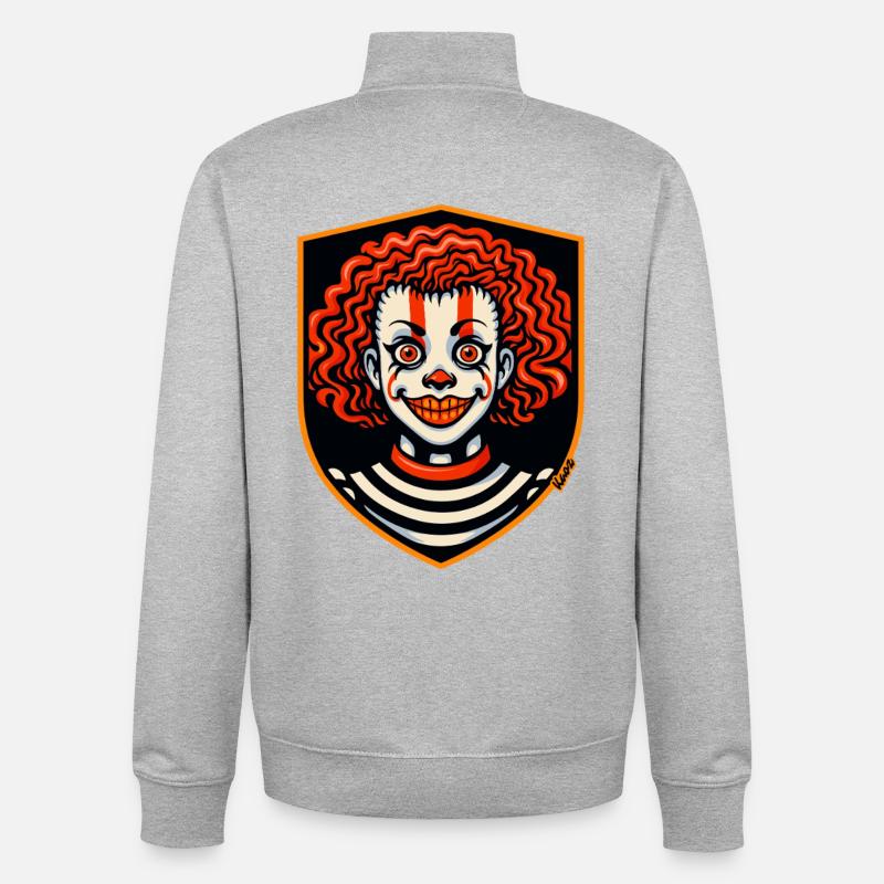 Clown Bouclier de Fureur Arlequin - Sweat zippé unisexe en coton bio Stanley/Stella - gris chiné