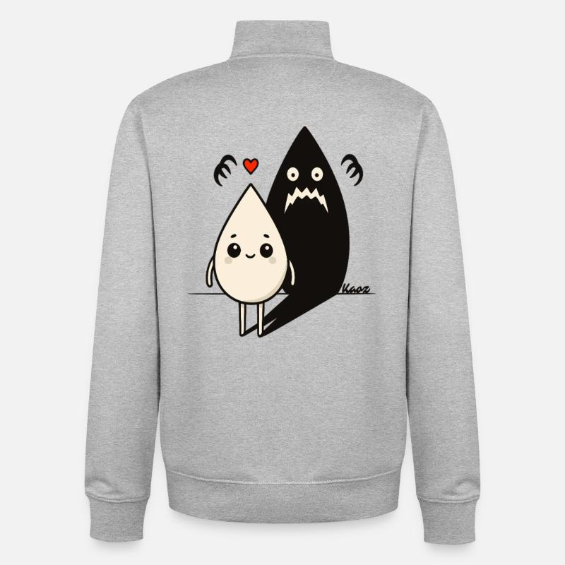 Tiny Heart and Dark Shadow Duo - Unisex Organic Zip Sweatshirt by Stanley/Stella - heather grey