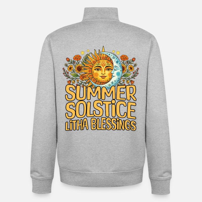 Litha Pagan Summer Solstice Midsummer Midsommar - Unisex Organic Zip Sweatshirt by Stanley/Stella - heather grey