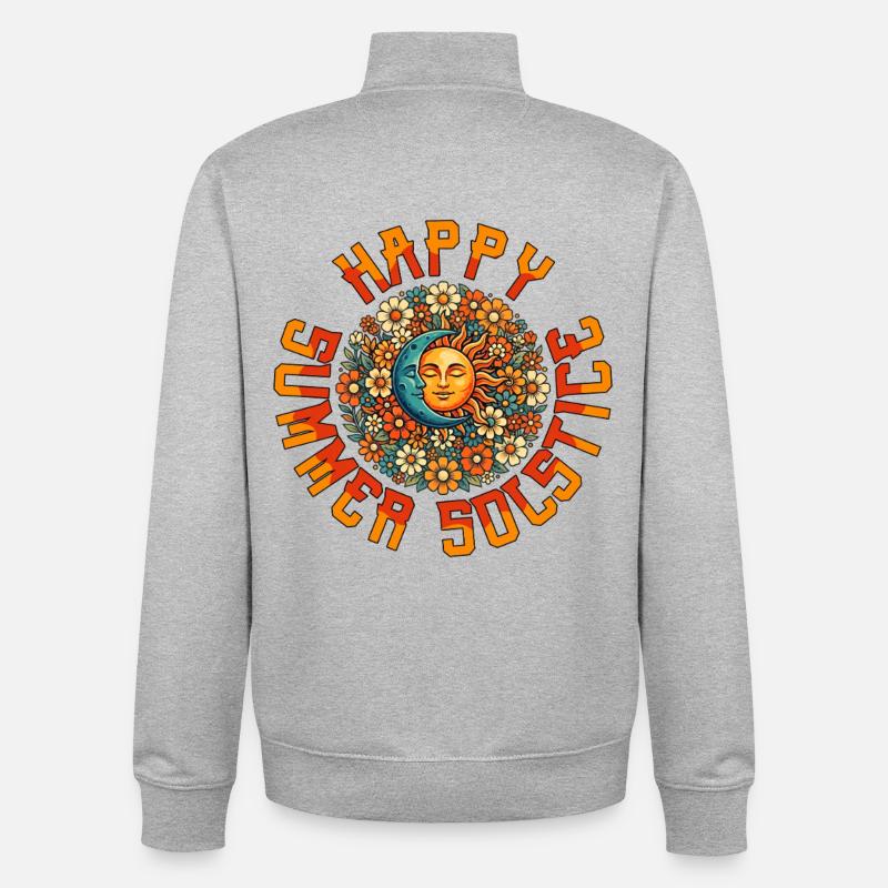 Litha Pagan Summer Solstice Midsummer Midsommar - Unisex Organic Zip Sweatshirt by Stanley/Stella - heather grey