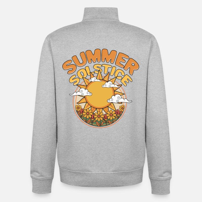 Litha Pagan Solstice d’été Midsommar - Sweat zippé unisexe en coton bio Stanley/Stella - gris chiné