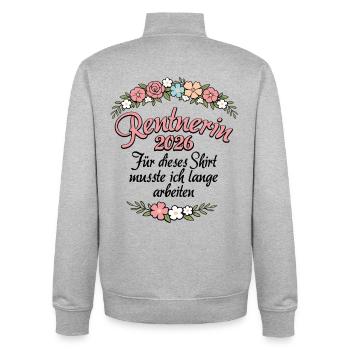 Rente | Rentnerin 2026 | Ruhestand Pension - Unisex Organic Zip Sweatshirt von Stanley/Stella - Grau meliert - Hinten - AI Model Male 185 light (185cm)