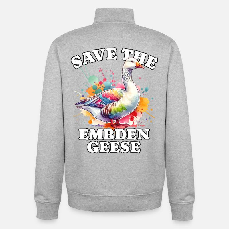 Emdengans Save Embden Goose - Sweat zippé unisexe en coton bio Stanley/Stella - gris chiné