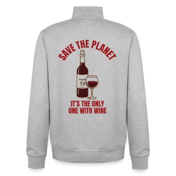 Save Water Drink Wine Shirt Lustig - Unisex Organic Zip Sweatshirt von Stanley/Stella - Grau meliert - Hinten - AI Model Male 185 light (185cm)