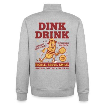 Pickleball Joueur drôle Dink Drink Love Pickleball - Sweat zippé unisexe en coton bio Stanley/Stella - gris chiné - Dos - AI Model Male 185 light (185cm)