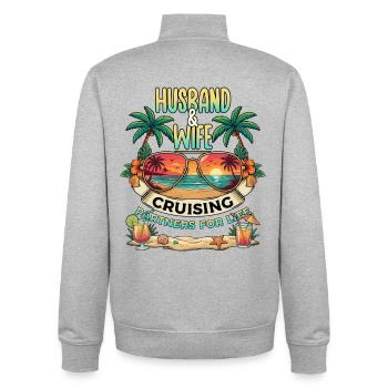 Family Vacation Trip Cruising Husband And Wife - Unisex Organic Zip Sweatshirt by Stanley/Stella - heather grey - Back - AI Model Male 185 light (185cm)