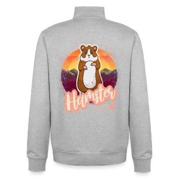 Hamster Vintage Portrait für Goldhamster Freunde - Unisex Organic Zip Sweatshirt von Stanley/Stella - Grau meliert - Hinten - AI Model Male 185 light (185cm)