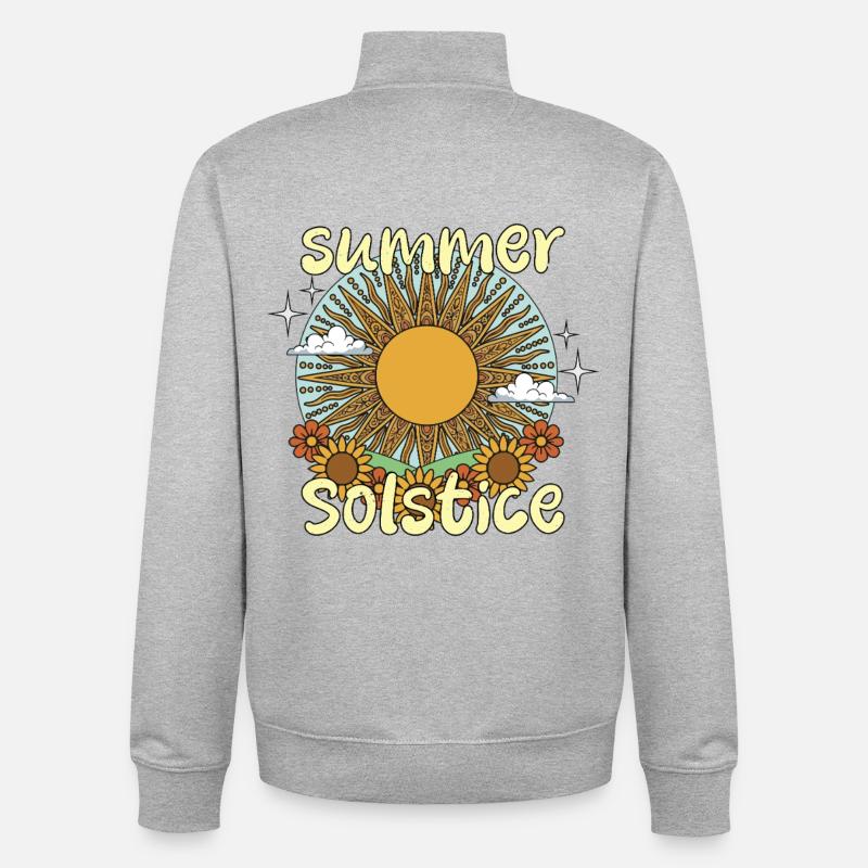 Litha Pagan Summer Solstice Midsummer Midsommar - Unisex Organic Zip Sweatshirt by Stanley/Stella - heather grey