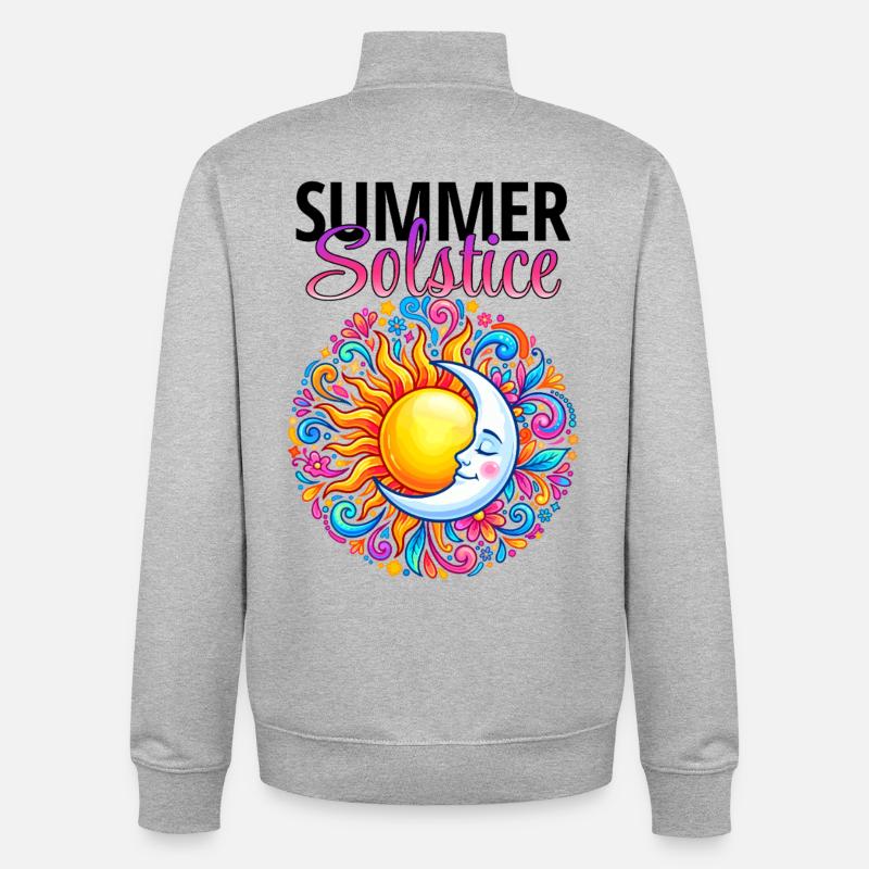 Litha Pagan Solstice d’été Midsommar - Sweat zippé unisexe en coton bio Stanley/Stella - gris chiné