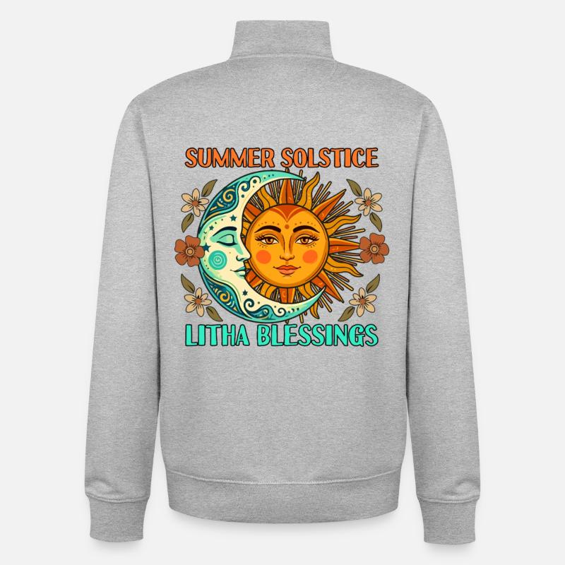 Litha Pagan Summer Solstice Midsummer Midsommar - Unisex Organic Zip Sweatshirt by Stanley/Stella - heather grey
