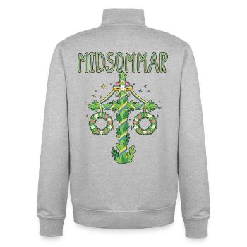Litha Pagan Solstice d’été Midsommar - Sweat zippé unisexe en coton bio Stanley/Stella - gris chiné - Dos - AI Model Male 185 light (185cm)