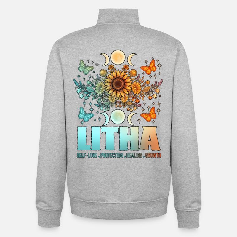 Litha Pagan Summer Solstice Midsummer Midsommar - Unisex Organic Zip Sweatshirt by Stanley/Stella - heather grey