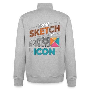 Designer de logos de Sketch à Designer graphique Icon - Sweat zippé unisexe en coton bio Stanley/Stella - gris chiné - Dos - AI Model Male 185 light (185cm)
