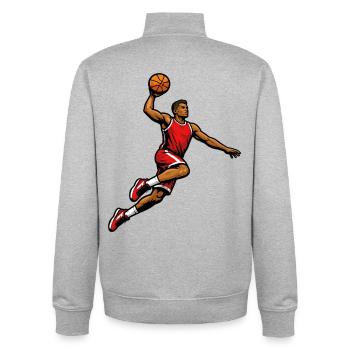 Powerful sports style dunk basketball player - Unisex Organic Zip Sweatshirt by Stanley/Stella - heather grey - Back - AI Model Male 185 light (185cm)