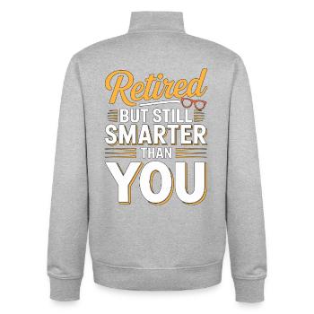Enseignant à la retraite mais toujours plus intelligent - Sweat zippé unisexe en coton bio Stanley/Stella - gris chiné - Dos - AI Model Male 185 light (185cm)