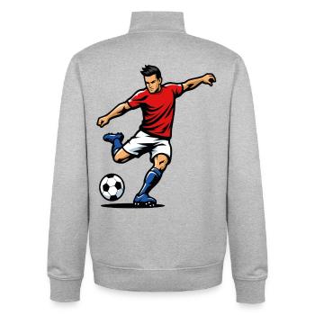 Footballspieler in Aktion - Unisex Organic Zip Sweatshirt von Stanley/Stella - Grau meliert - Hinten - AI Model Male 185 light (185cm)