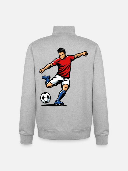 Football player in action - Unisex Organic Zip Sweatshirt by Stanley/Stella - heather grey