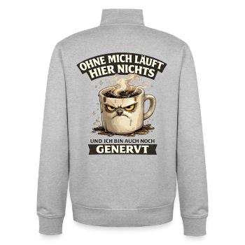 Ohne mich läuft hier nichts genervter Kaffee - Unisex Organic Zip Sweatshirt von Stanley/Stella - Grau meliert - Hinten - AI Model Male 185 light (185cm)