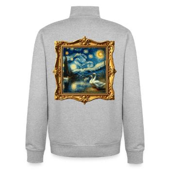 Emdengans Starry Night - Unisex Organic Zip Sweatshirt by Stanley/Stella - heather grey - Back - AI Model Male 185 light (185cm)