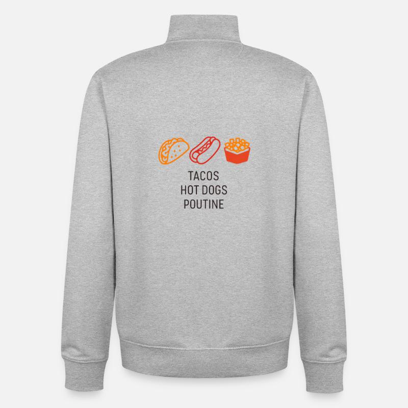 Tacos Hot Dog Poutine - Sweat zippé unisexe en coton bio Stanley/Stella - gris chiné