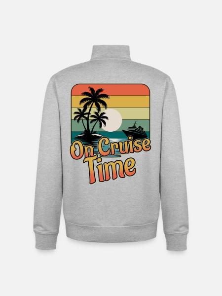 On Cruise Time Family Vacation Trip Cruising - Unisex Organic Zip Sweatshirt by Stanley/Stella - heather grey