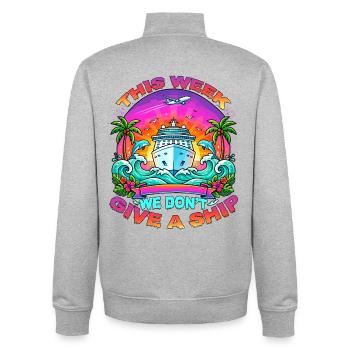 Cette semaine, nous ne livrons pas de croisières en famille - Sweat zippé unisexe en coton bio Stanley/Stella - gris chiné - Dos - AI Model Male 185 light (185cm)