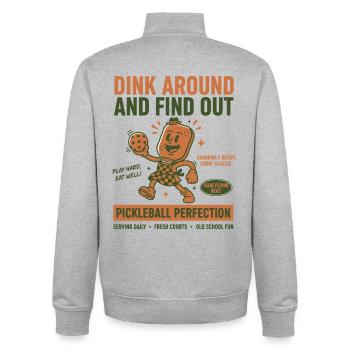 Pickleball spielt herum und findet den lustigen Spieler heraus - Unisex Organic Zip Sweatshirt von Stanley/Stella - Grau meliert - Hinten - AI Model Male 185 light (185cm)