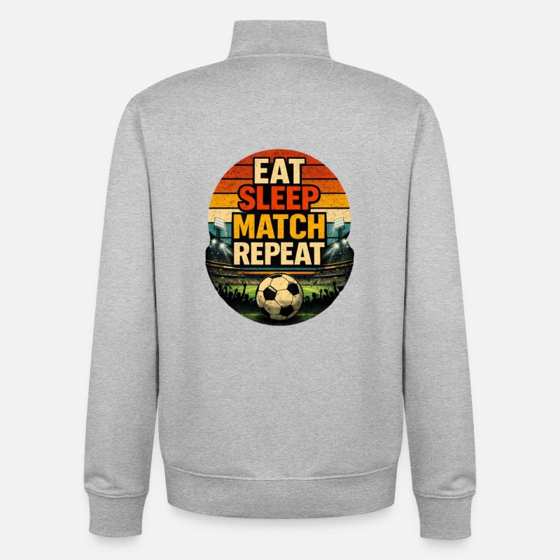 Eat Sleep Match Repeat - Unisex Organic Zip Sweatshirt von Stanley/Stella - Grau meliert