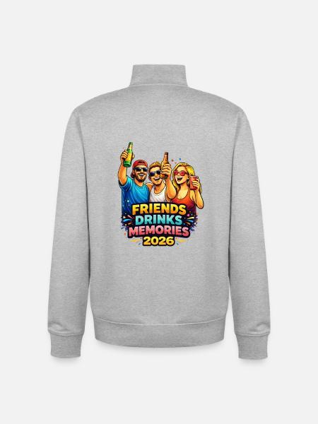Friends Drinks Memories 2026 - Unisex Organic Zip Sweatshirt by Stanley/Stella - heather grey