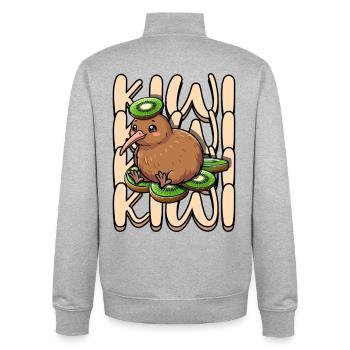 Kiwi-Vogel Kiwi-Frucht Niedlich Kiwi Neuseeland - Unisex Organic Zip Sweatshirt von Stanley/Stella - Grau meliert - Hinten - AI Model Male 185 light (185cm)