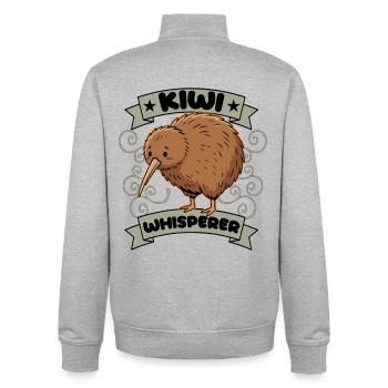 Kiwi Whisperer Neuseeländischer Kiwi-Vogel - Unisex Organic Zip Sweatshirt von Stanley/Stella - Grau meliert - Hinten - AI Model Male 185 light (185cm)